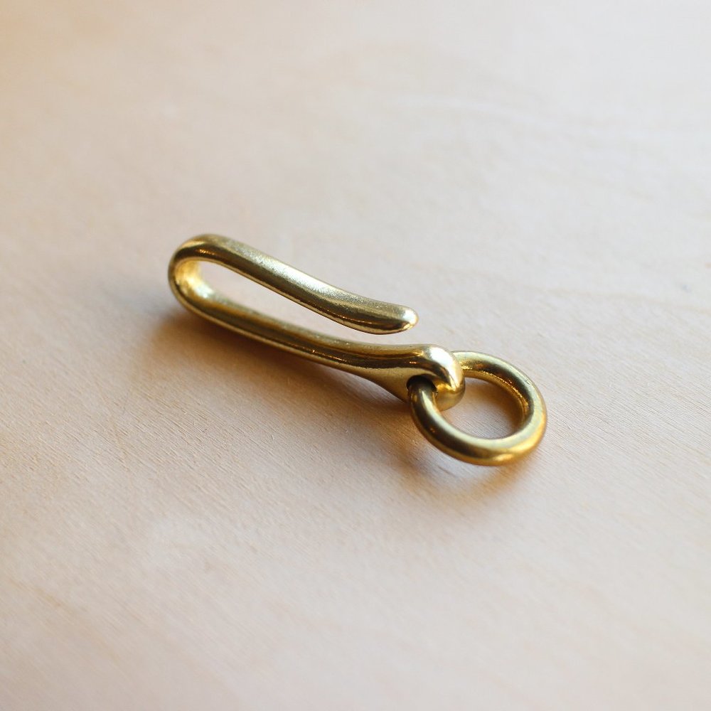 2.5" Solid Brass Fish Hook Key Holder Belt Pocket Men's EDC